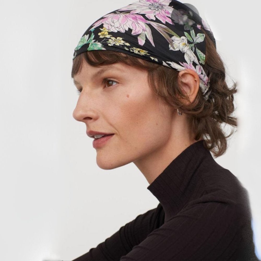 H&M black floral headband scarf O/S
